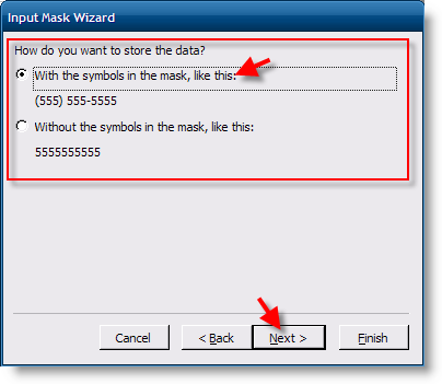Add Telephone Mask to Access Table