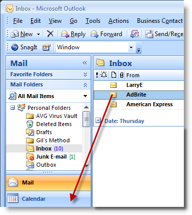Drag Email to Calendar