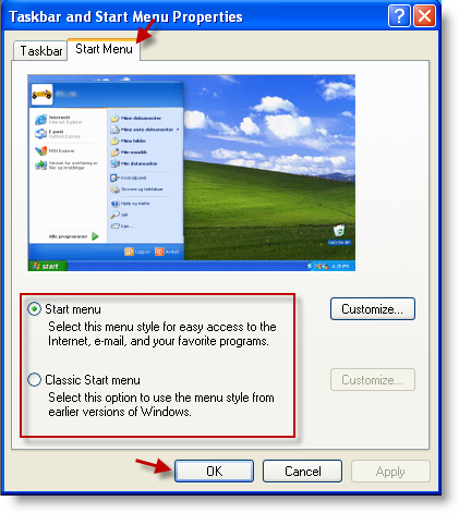 Change XP Start Menu