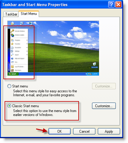Change XP Start Menu