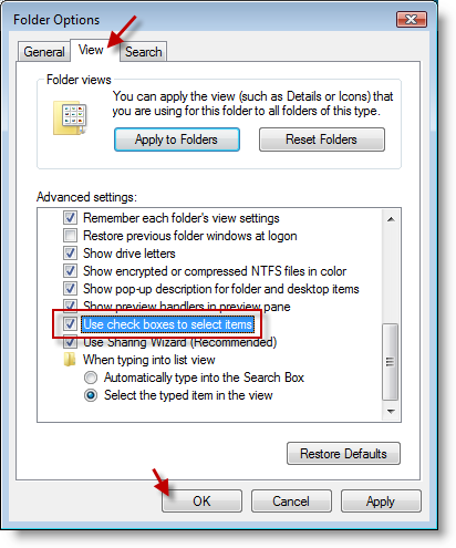 Checkbox In Vista Explorer