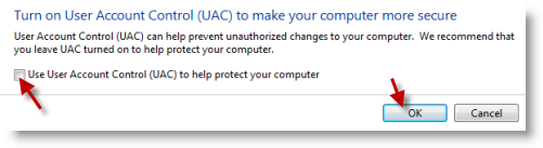 Disable User Account Control