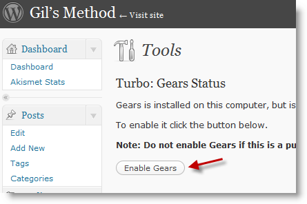 Enable Gears and Speed Up Wordpress