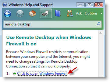 Enable Remote Desktop in Windows Vista