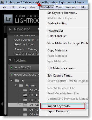 Export Keywords in Lightroom