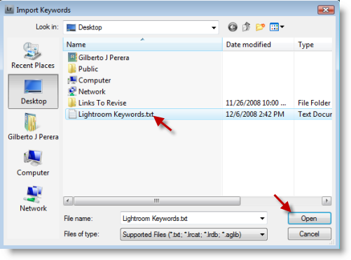 Export Keywords in Lightroom