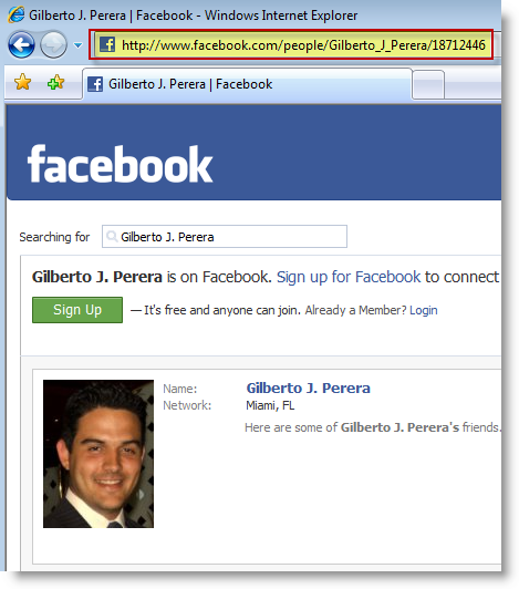 Direct Link to Facebook Profile