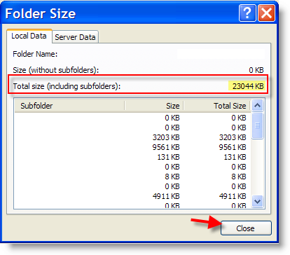 Mail Folder Size