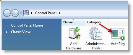 Modify Autoplay Settings In Vista