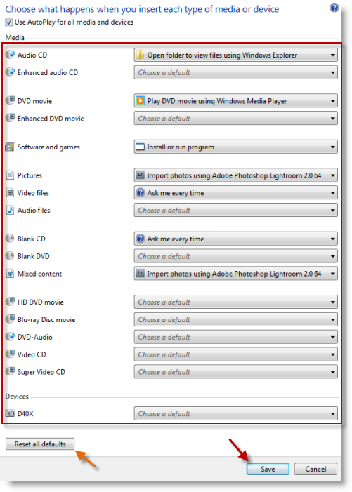 Modify Autoplay Settings In Vista