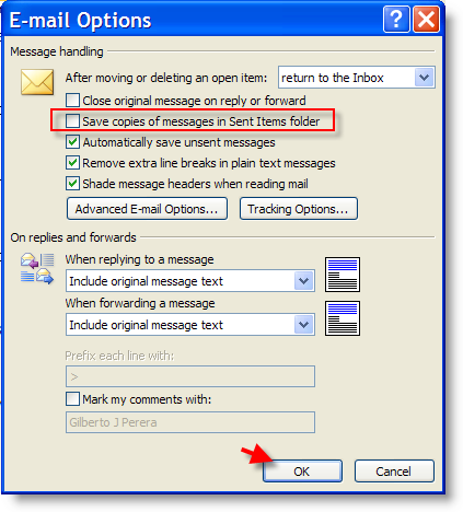 Outlook Auto Save Sent