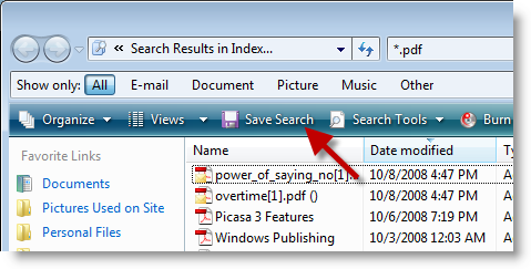 Vista Saved Searches