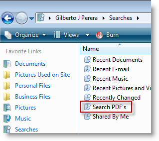 Vista Saved Searches
