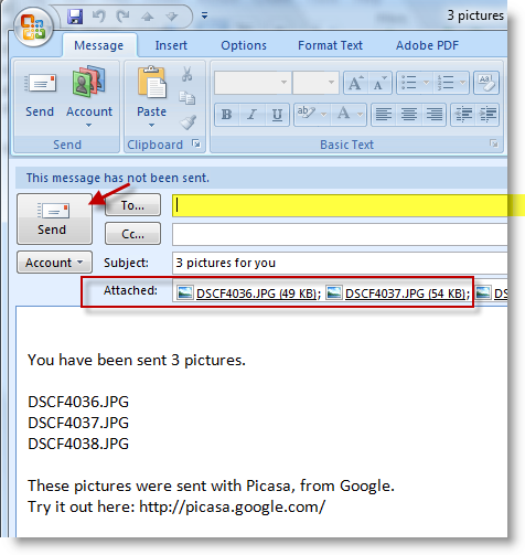 Sending Pictures with Picasa