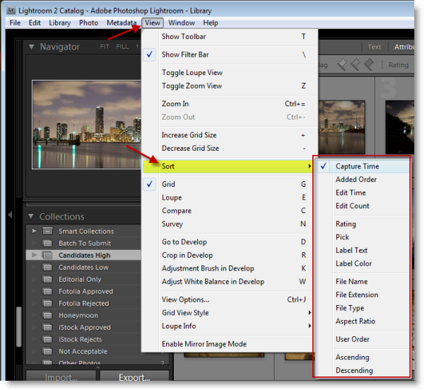 Lightroom Sort Function