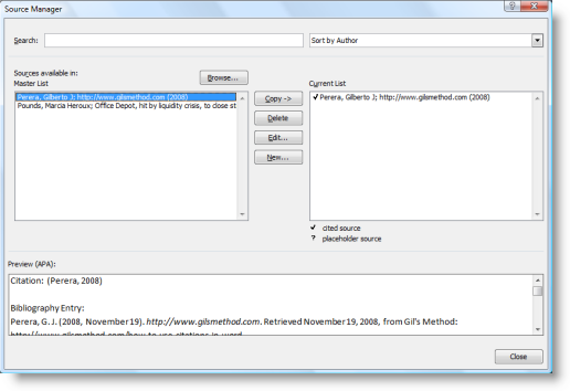 Works Cited in Word