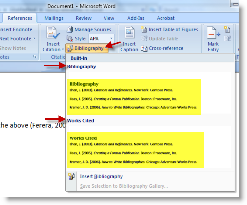 Works Cited in Word
