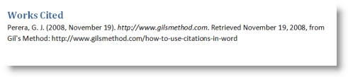 Works Cited in Word